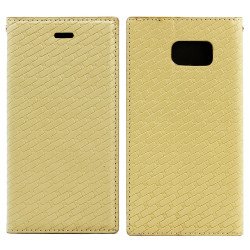 Samsung Galaxy S6 Edge Plus Slim Check Magnetic Flip Leather Wallet Case (Gold)